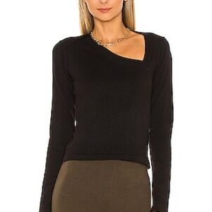 RTA Black Asymmetrical Neck Women's Top